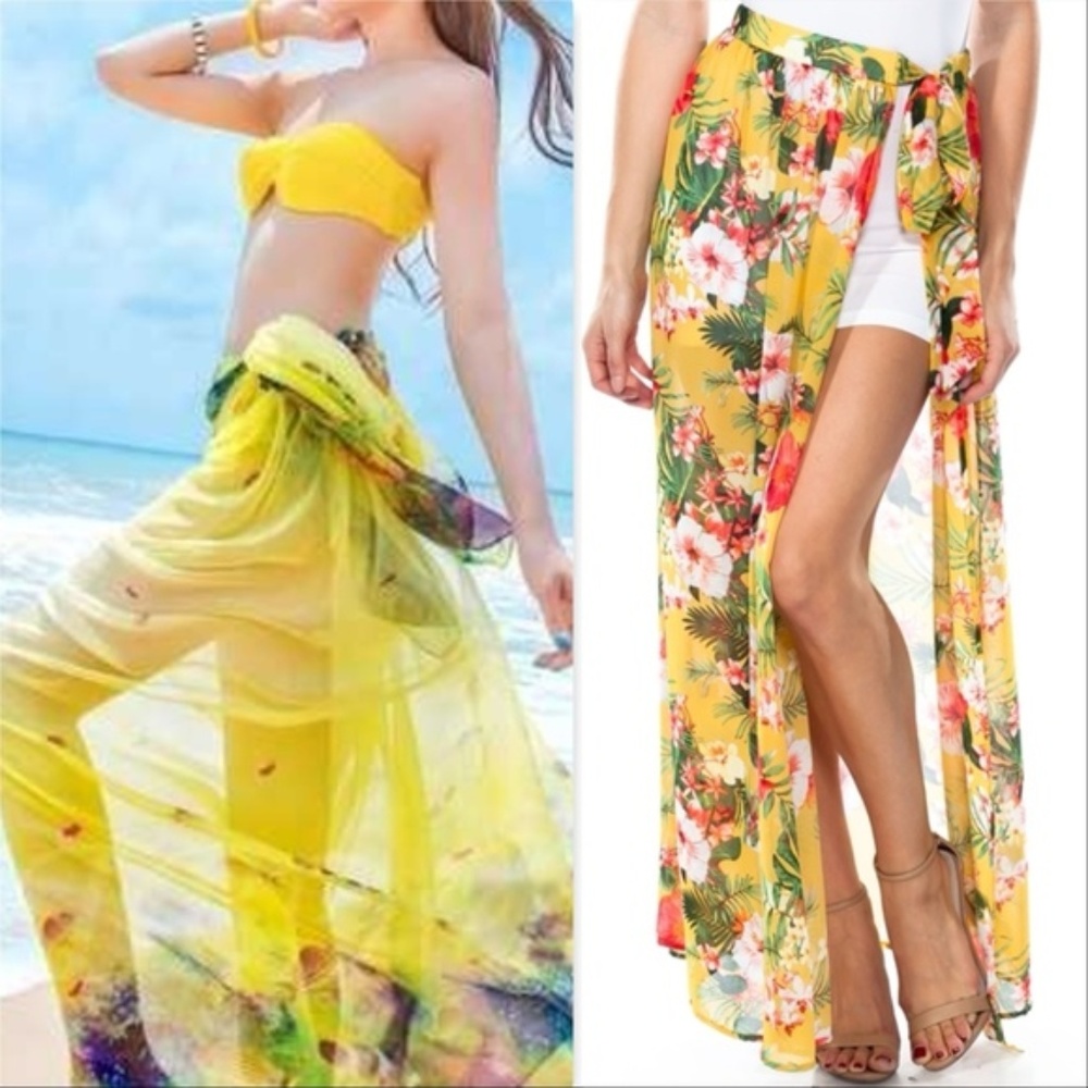 FLORAL BIKINI COVER UP / SARONG - Picture 1 of 3